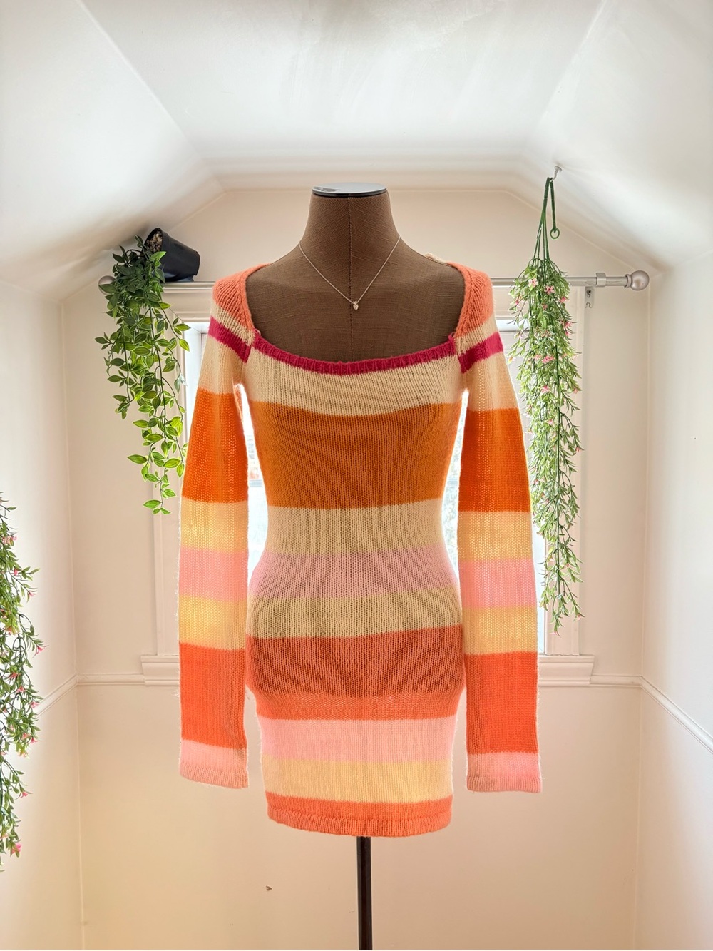 Princess Polly Striped Knit Sweater in Cream, Pink, Orange, Yellow